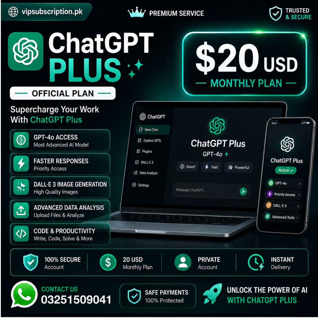 Chat GPT Plus Plan - 1 Month  Full-Private
