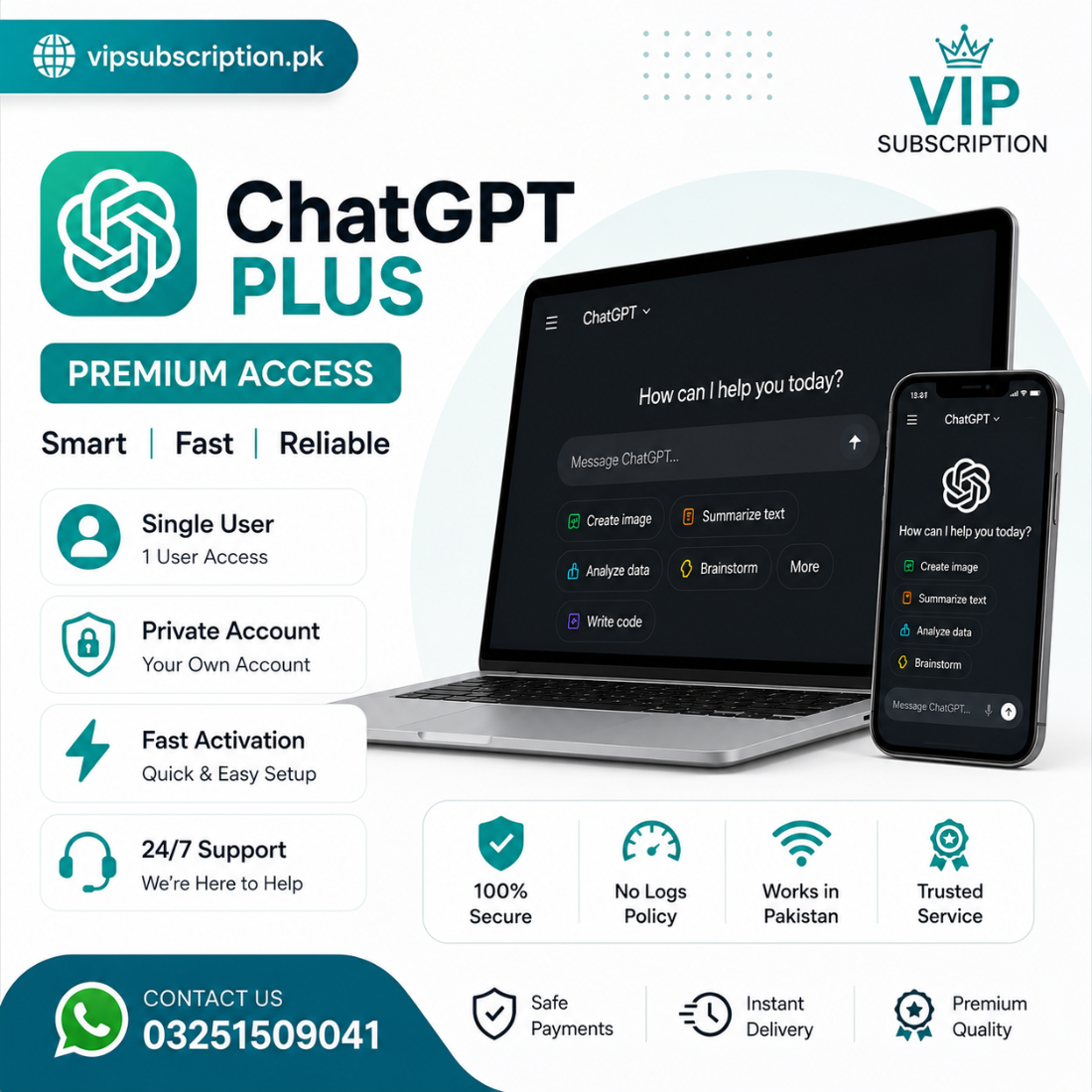 Chat GPT Plus Plan - 1 Month  Single User